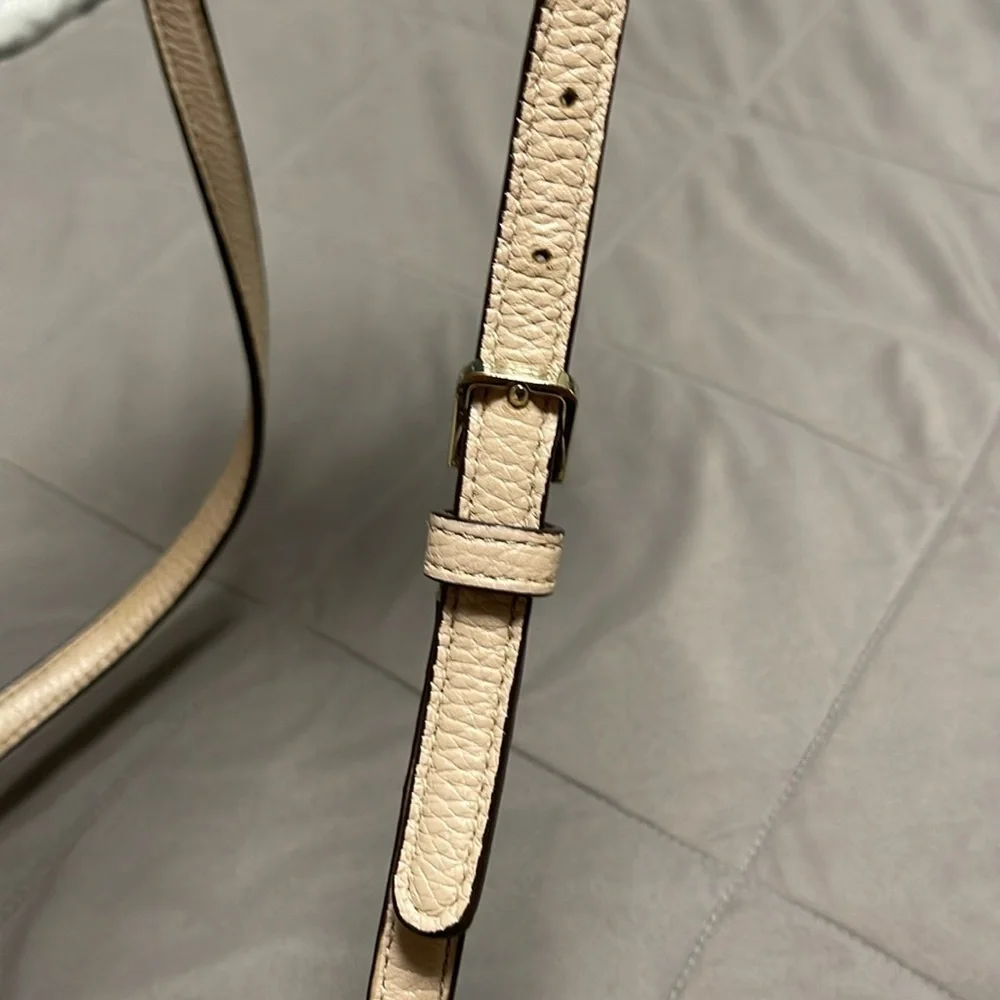 Kate Spade Cream Leather Crossbody with Front Pocket Adjustable Strap Flawed